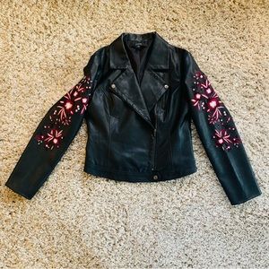 Guess Marvi Embroidered Motorcycle Jacket Size Medium